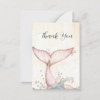 Whimsical Pink Mermaid Tail Thank You Notitiekaartje