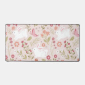 Whimsical Pink Rabbit and Floral Meadow (Recto)