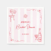 Whimsical Pink & Red Hand Drawn Bridal Shower Servet (Voorkant)