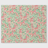 Whimsical Pink Reindeer and Winter Foliage Pattern Cadeaupapier (Vlak)