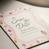 Whimsical Pink Save the Date Wedding Design Kaart