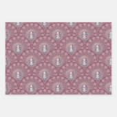Whimsical Pink Snowman Mandala Art Deco Scallop Inpakpapier Vel (Voorkant)