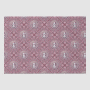 Whimsical Pink Snowman Mandala Geo Diamond Tegel Tissuepapier
