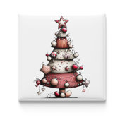 Whimsical Pink Star Tree Christmas Magnet Magneet
