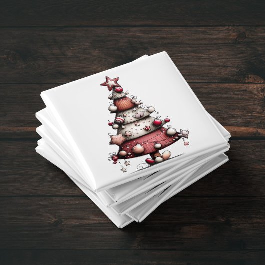 Whimsical Pink Star Tree Christmas Magnet Magneet