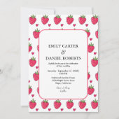 Whimsical Pink Strawberry Wedding Invitation (Devant)