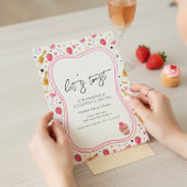 Whimsical Pink Wine Engagement Invitation Kaart