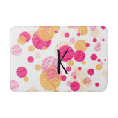 Whimsical Pink&Yellow Monogram Polka-Dot Pattern Badmat (Voorkant)