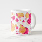 Whimsical Pink & Yellow Polka-Dot Pattern Extra Grote Beker (Voorkant rechts)