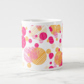 Whimsical Pink & Yellow Polka-Dot Pattern Extra Grote Beker (Voorkant)