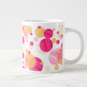 Whimsical Pink & Yellow Polka-Dot Pattern Extra Grote Beker (Rechts)