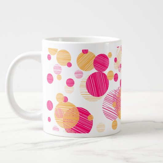 Whimsical Pink & Yellow Polka-Dot Pattern Extra Grote Beker (Links)