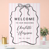 Whimsical Pinstripe Bow Wedding Welkom Acryl Bord (Huwelijk)