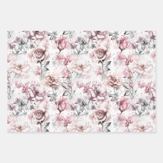 Whimsical Pioen en Rozen Inpakpapier Vel (Voorkant 2)