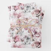 Whimsical Pioen en Rozen Inpakpapier Vel (In situ)