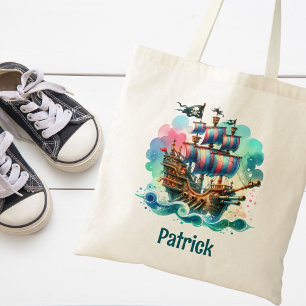 Whimsical Pirate Ship Tote Bag