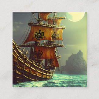 Whimsical Pirate Ship Triptych Vierkante Visitekaartje