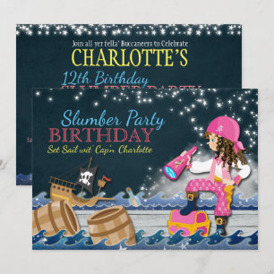 Whimsical Pirate Slumber Party verjaardagsuitnodig Kaart