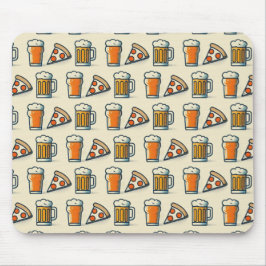 Whimsical Pizza and Beer Pattern Muismat