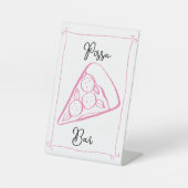 Whimsical Pizza Bar Teken Reclamebord Met Voetstuk (Voorkant)
