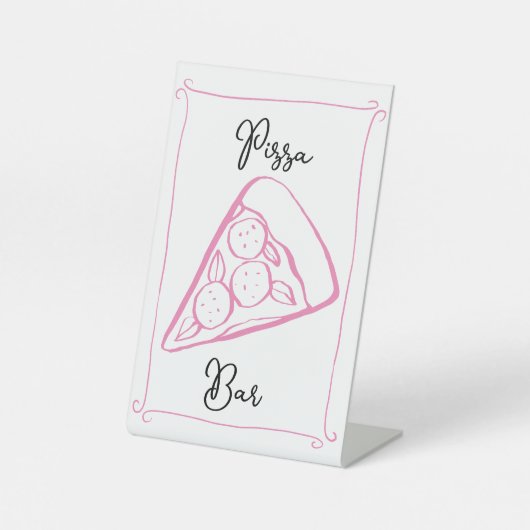 Whimsical Pizza Bar Teken Reclamebord Met Voetstuk (Voorkant)