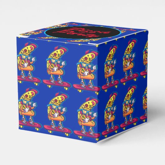 Whimsical Pizza Party Cube Bedankdoosjes (Voorkant Zijde)