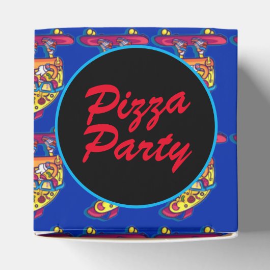 Whimsical Pizza Party Cube Bedankdoosjes (Bovenkant)