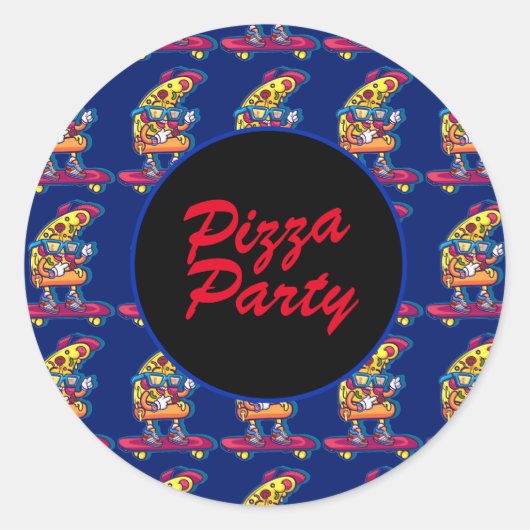 Whimsical Pizza Party Ronde Sticker (Voorkant)