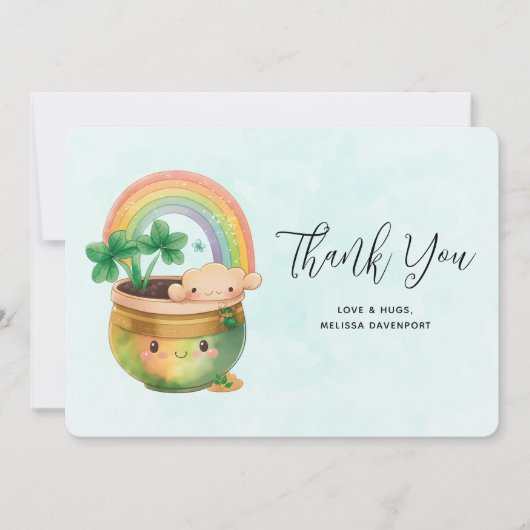 Whimsical Planter met Rainbow & Clover Hartelijk d Bedankkaart (Voorkant)