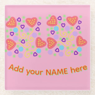 Whimsical Pointillisme Hart Ballonnen met Confetti Glazen Onderzetter