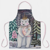 Whimsical Polar Beer en Moon Winter Art Schort (Voorkant)