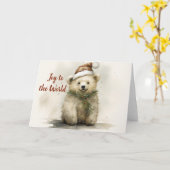 Whimsical Polar Beer Kerst Kaart (Gele Bloem)