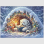 Whimsical Polar Beer Winter Boek Lezen Decoupage Tissuepapier (Voorkant)