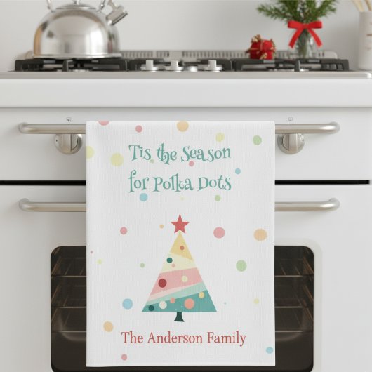 Whimsical Polka Dot Modern Christmas Theedoek