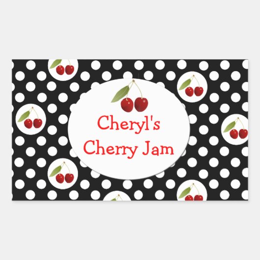 Whimsical Polka Dots and Cherries Label (Voorkant)