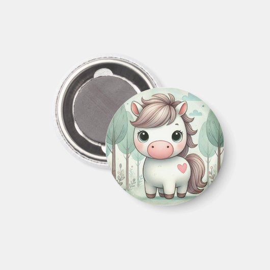 Whimsical Pony in a Pastel Forest Magnet (Recto/Verso)
