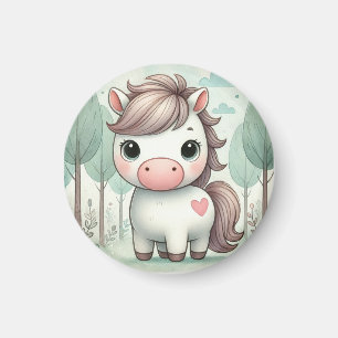 Whimsical Pony in een Pastel Forest Magnet Magneet