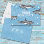 Whimsical Pool Party Ocean Swimming Sharks Kaart