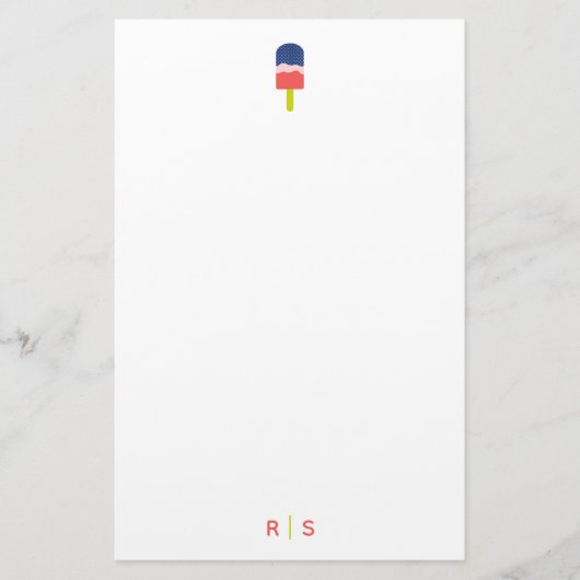 Whimsical Popsicle Coral Gepersonaliseerd Monogram Briefpapier (Voorkant)