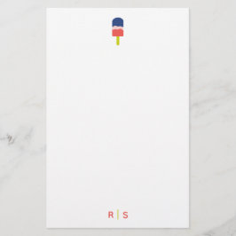 Whimsical Popsicle Coral Gepersonaliseerd Monogram Briefpapier