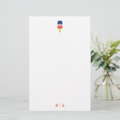 Whimsical Popsicle Coral Gepersonaliseerd Monogram Briefpapier (Staand voorkant)