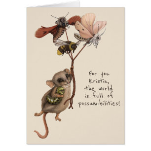 Whimsical Possum Moth et Bee Kid's Farewell Card
