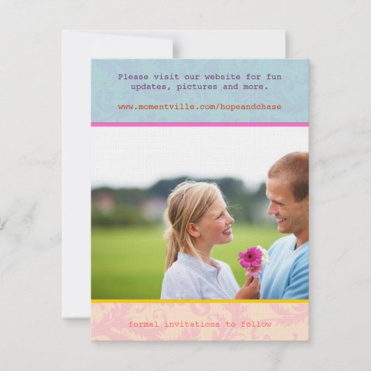 Whimsical Poster Style Photo Weddenschap Save the Save The Date (Voorkant)