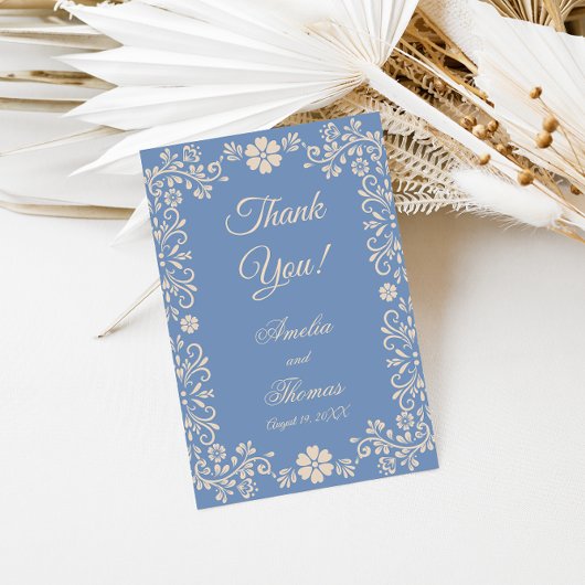 Whimsical Powder Blue Wedding Thank You Bedankkaart