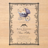 Whimsical Pram Baby shower Invitation Acryl Uitnodigingen (Voorkant)