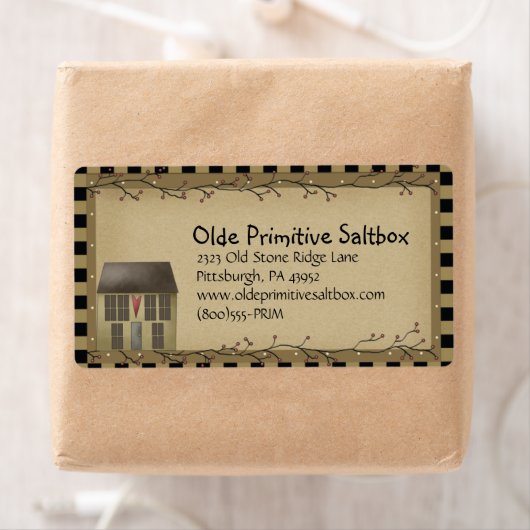 Whimsical Primitical Primisive Saltbox House Shipp Etiket (Insitu)