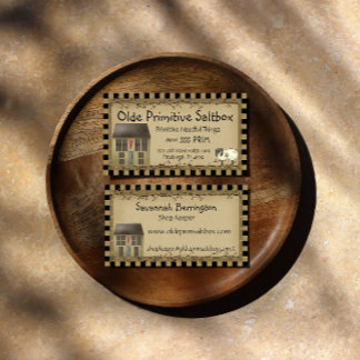 Whimsical Primitive Saltbox House & Sheep Visitekaartje