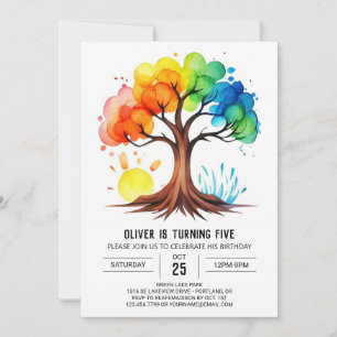 Whimsical Printbare Verjaardagsboom Kaart
