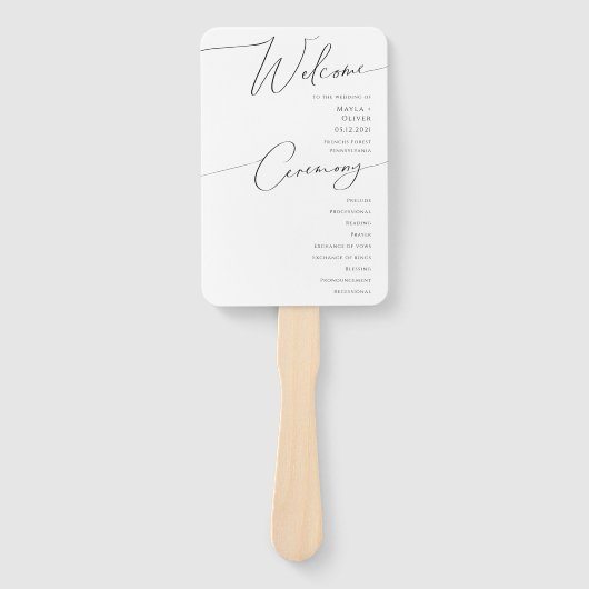 Whimsical-programma voor miniatuurscriptweddenscha handwaaier (Voorkant)