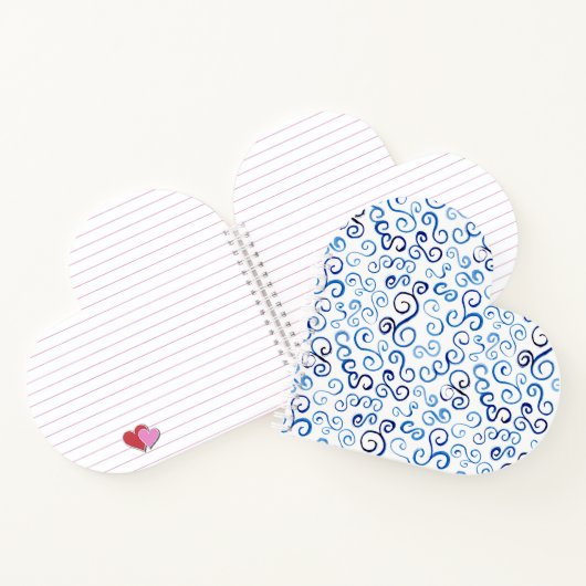 Whimsical Pruisische Blauwe Waterverf Curves Notit Notitieboek (Binnen)